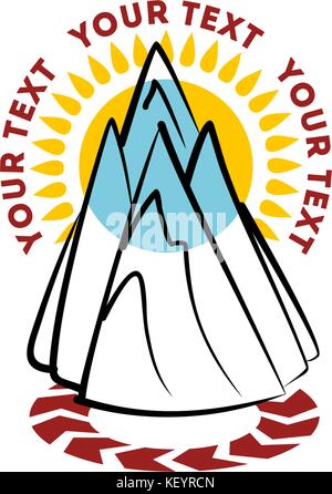 Modèle de logo tiré à la main de montagne. Illustration de Vecteur