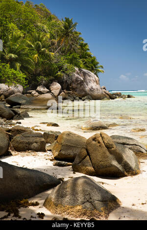 Les Seychelles, Mahe, Anse Royale, Ile Souris, plage, à marée basse Banque D'Images