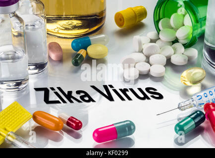 Zika virus, les médicaments comme concept de traitement ordinaires, conceptual image Banque D'Images