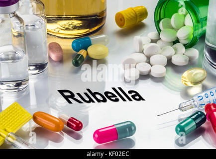 La rubéole, les médicaments comme concept de traitement ordinaires, conceptual image Banque D'Images