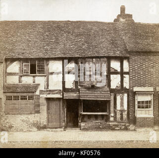 Le lieu de naissance de Shakespeare, Henley Road, Stratford-upon-Avon, Warwickshire avant les travaux de restauration de 1857. Photographie Banque D'Images