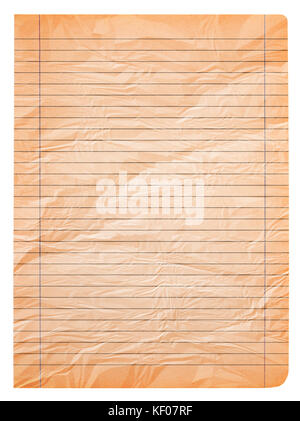 Ancienne page de papier froissé pour ordinateur portable Banque D'Images