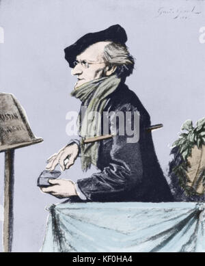 Richard Wagner Tristan et Isolde 'répétitions', 1865 - caricature de Gustav la Gaule. Compositeur allemand d'auteur, 22 mai 1813 - 13 février 1883. Version colorisée. Compositeur allemand d'auteur, 22 mai 1813 - 13 février 1883. Banque D'Images