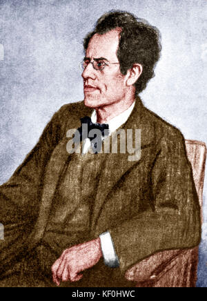 Gustav Mahler après une gravure d'Fritz Erler. Portrait compositeur autrichien, 7 juillet 1860 - 18 mai 1911 Banque D'Images