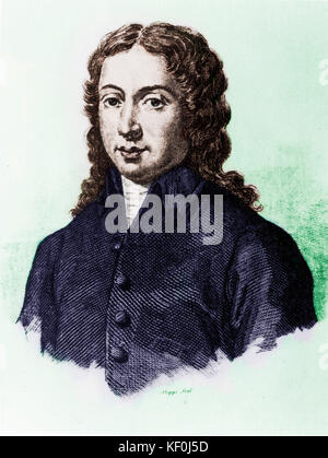 Alessandro Scarlatti, portrait. Compositeur italien 1660 - 1725. Version colorisée. Banque D'Images