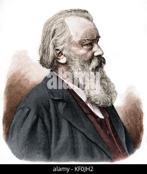 Johannes Brahms - portrait - compositeur allemand 7 mai 1833 - 3 avril 1897. Version colorisée. Banque D'Images