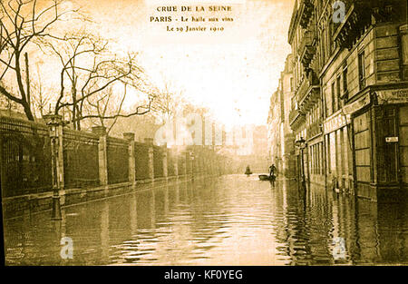 Halle aux vins crue de la Seine janvier 1910 Banque D'Images