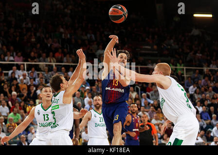 Barcelone, Espana. 24 octobre 2017. Thomas Heurtel lors du match opposant FC Barcelone contre Zalgiris Kaunas correspondant à la semaine 3 de l'Euroleague de basket, à Barcelone, le 24 octobre 2017. Crédit : Gtres Información más Comuniación on line, S.L./Alamy Live News Banque D'Images