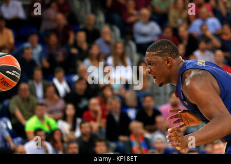 Barcelone, Espana. 24 octobre 2017. Kevin Seraphin lors du match entre le FC Barcelone et Zalgiris Kaunas correspondant à la semaine 3 de l'Euroleague de basket, à Barcelone, le 24 octobre 2017. Crédit : Gtres Información más Comuniación on line, S.L./Alamy Live News Banque D'Images