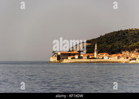 Budva, Monténégro - vue panoramique sur la vieille ville Banque D'Images