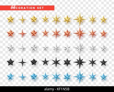 Stars ensemble de différentes couleurs isolé sur fond transparent. Illustration de Vecteur