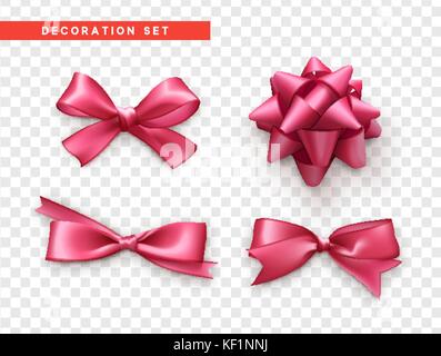 Bows. rose cadeau avec des rubans arcs isolés Illustration de Vecteur