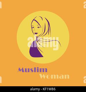 Beau visage de femme musulmane arabe en hijab Illustration de Vecteur