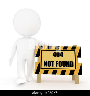 Les blancs avec erreur 404 Non trouvé sur blanc isolé dans le rendu 3D Banque D'Images