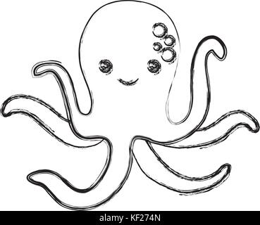 L'icône mignon octupus over white background vector illustration Illustration de Vecteur