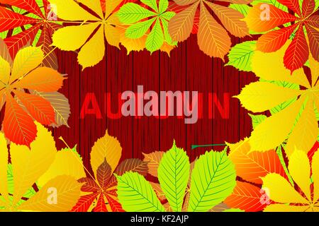 Automne - Feuilles de marronnier - vector background, feuille d'automne de Buckeye, (Aesculus hippocastanum), Illustration de Vecteur