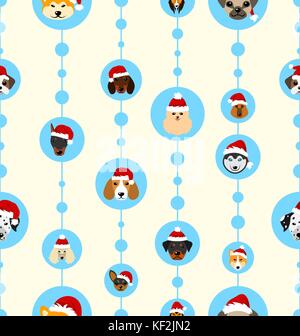 Fond d'écran transparent avec les chefs les chiens dans santa hats pour bonne année 2018 Illustration de Vecteur