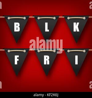 Le vendredi noir accroché fanions bunting, affiche publicitaire Illustration de Vecteur