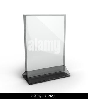 Support pour livrets avec des feuilles de papier blanches sur un fond blanc Banque D'Images