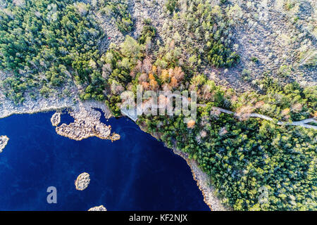 Vue aérienne sur chalupska moor en automne, le parc national de Sumava,, République tchèque. Banque D'Images