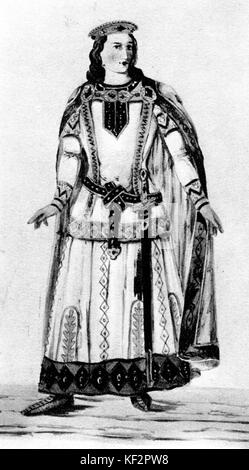 '', De l'opéra Lohengrin de Richard Wagner. La conception de costumes pour la première, à partir de dessin de Ferdinand Heine. Montre Lohengrin deuxième acte/ zweiter Aufzug. Compositeur allemand d'auteur, 22 mai 1813 - 13 février 1883. Banque D'Images