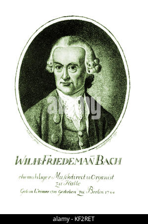 Wilhelm Friedemann Bach, portrait. Fils aîné de JS Bach et Maria Barbara. Compositeur et organiste allemand, 1710-1784. Banque D'Images