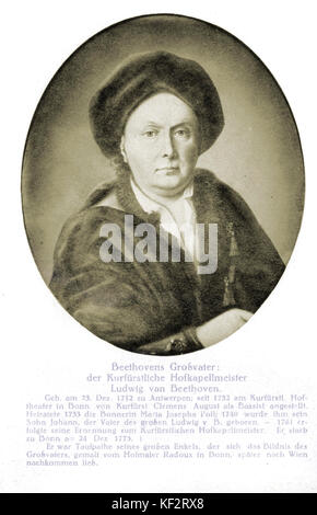 Grand-père de Ludwig van Beethoven (1712-1773) -il a été le maître de chapelle de l'électeur. Compositeur allemand (1770-1827). Banque D'Images