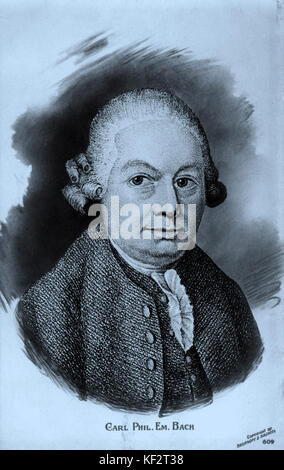 Carl Philipp Emanuel Bach - portrait de compositeur allemand. La deuxième des onze fils de Johann Sebastian Bach et Maria Barbara Bach. 8 mars 1714 - 14 Décembre 1788 Banque D'Images