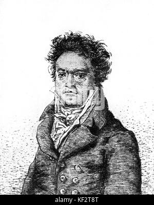 Ludwig van Beethoven, portrait après Letronne. Compositeur allemand, 17 Décembre 1770- 26 mars 1827 Banque D'Images