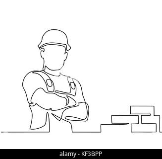 Comité permanent builder man holding tablet Illustration de Vecteur