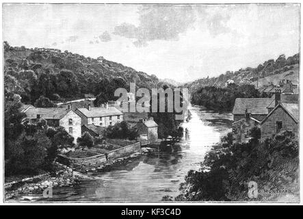 1890 : Le village de Llangollen, sur la rivière Dee, l'emplacement de l'Eisteddfod Musical International de Llangollen, Denbighshire, Nord du Pays de Galles. Banque D'Images