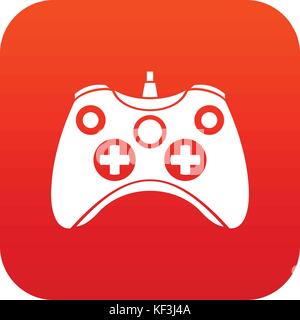 L'icône du contrôleur de jeu vidéo rouge numérique Illustration de Vecteur