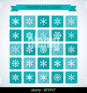 Flocon simple icônes avec ombre portée de l'effet Illustration de Vecteur