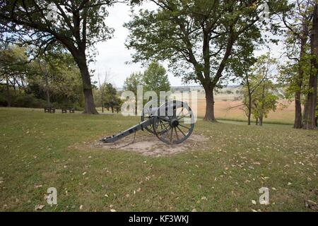 Un canon sur l'affichage à l'Prairie Grove Battlefield State Park dans l'Arkansas, Prairie Grove, États-Unis. Banque D'Images