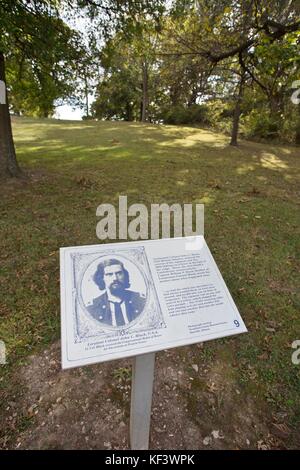 Un panneau décrivant le retrait des soldats confédérés à Prairie Grove Battlefield State Park dans l'Arkansas, Prairie Grove, États-Unis. Banque D'Images