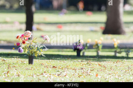 Des fleurs dans un cimetière à un jour d'automne au Colorado Banque D'Images