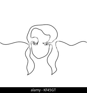 Ligne continue. vecteur résumé portrait de femme logo. vector illustration. Illustration de Vecteur