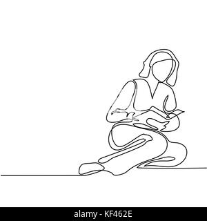 Young woman reading book Illustration de Vecteur