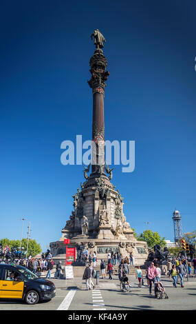 Monument de Christophe Colomb célèbre monument à port Vell au cœur de Barcelone Espagne Banque D'Images