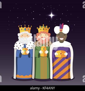 Les trois rois avec l'étoile de Noël. Vector Illustration Illustration de Vecteur