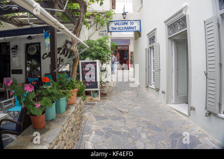 Gasse in der Altstadt von Naxos-Stadt, Zugang Zum alten Markt, Naxos, Canaries, Aegaeis, Griechenland, Mittelmeer, Europa | Alley à la vieille ville de N Banque D'Images