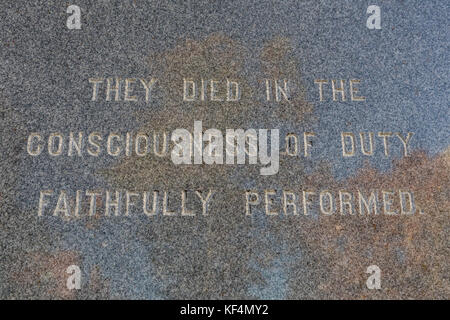 Alexandria, Virginie. Inscription sur le socle de la statue d'Appomattox à Alexandria's Civil War Heroes : Ils sont morts dans la conscience du devoir fidèle Banque D'Images