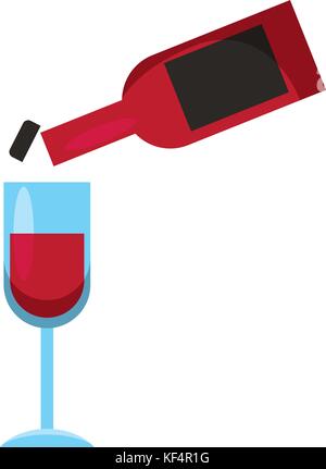 Bouteille de vin et verser dans un verre à la célébration d'action de grâce Illustration de Vecteur