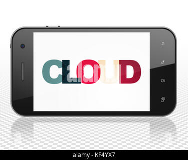 Cloud computing concept : smartphone avec affichage sur le cloud Banque D'Images