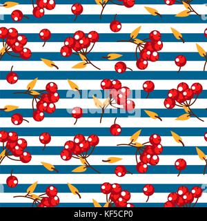 Rowan berry et laisse sans coutures rayée vector pattern. Illustration de Vecteur