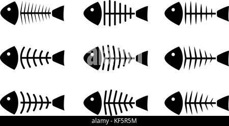 Ensemble d'icônes d'os de poissons, vector design Illustration de Vecteur