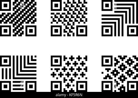 Ensemble de QR Code avec motif, isolé sur fond blanc Illustration de Vecteur