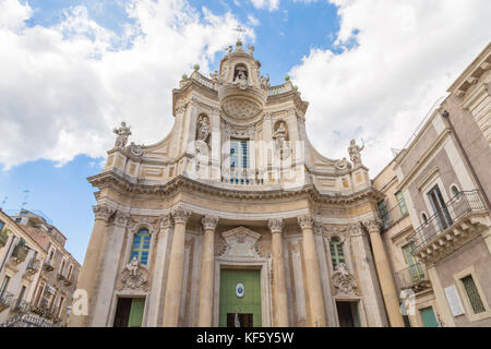 L'église baroque - Basilique della collegiata, Catane, Sicile, Italie Banque D'Images