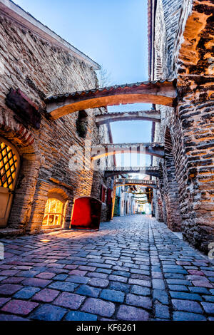 Rue médiévale passage Sainte-Catherine à Tallinn, Estonie Banque D'Images