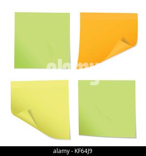 Ensemble d'autocollants colorés sur les notes de couleurs différentes, isolé sur fond blanc - vector Illustration de Vecteur